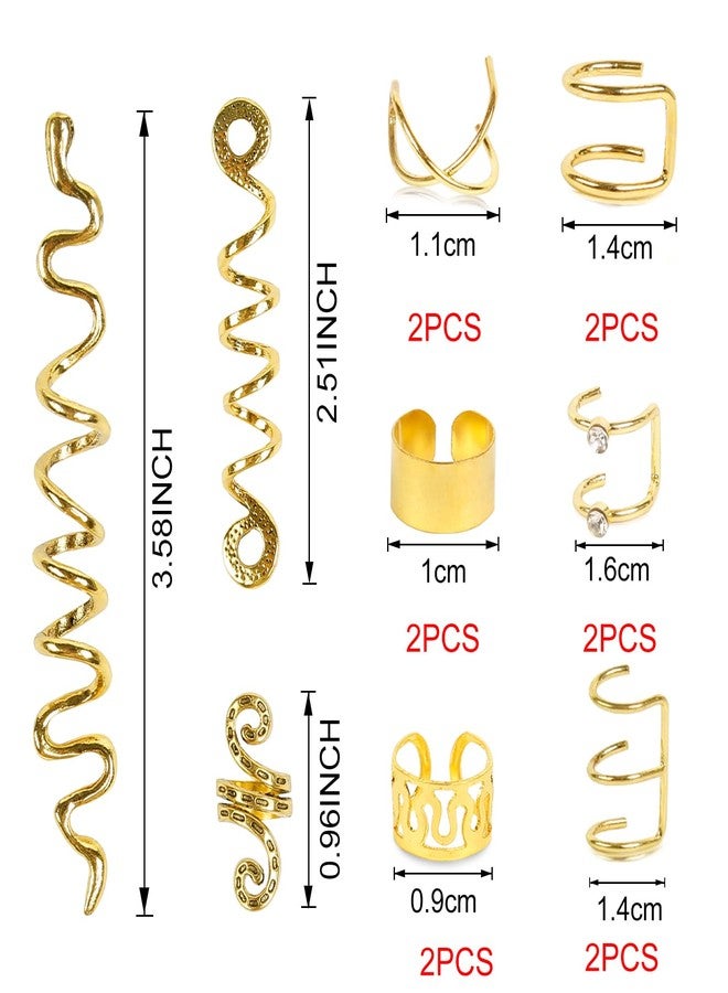 TEBIEKOY 15 Pcs Gold Hair Accessories for Braids Snake Hair Jewelry Non-Piercing Ear Clip Dreadlock Beads Metal Hair Clip Decoration for Women Men Halloween Styling,Gold - Image 5